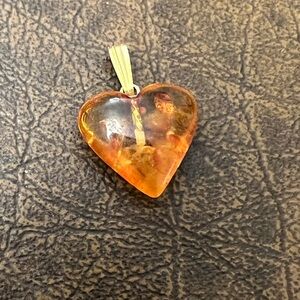 Amber heart 3/4 “ charm